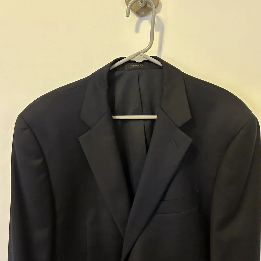 Lauren Ralph Lauren Mens 42R Navy Blue 100% Wool Gold Button Blazer Sport Coat